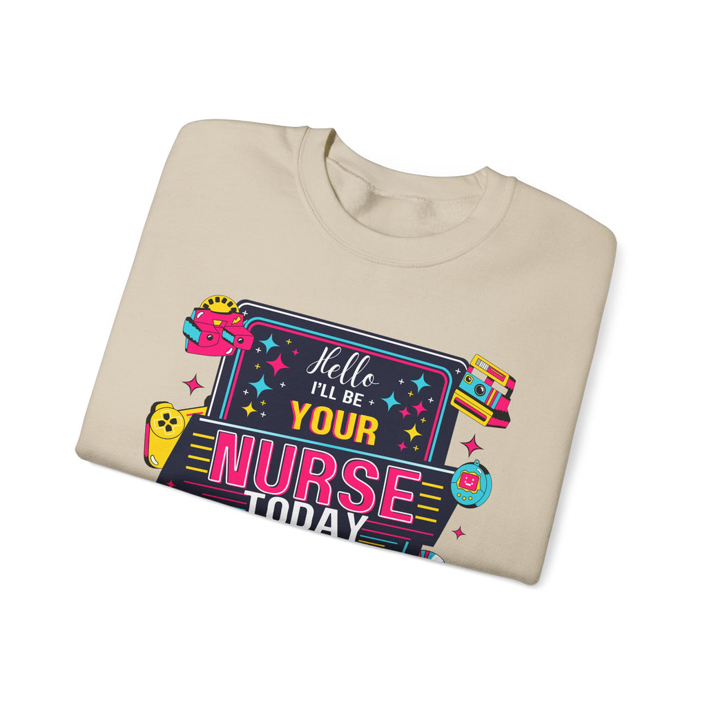 Personalized nurse sweatshirt custom name hello i'll be your, vitals healthcare professional workwear funny nursing funny crew shift RN
