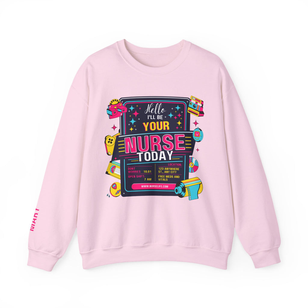Personalized nurse sweatshirt custom name hello i'll be your, vitals healthcare professional workwear funny nursing funny crew shift RN