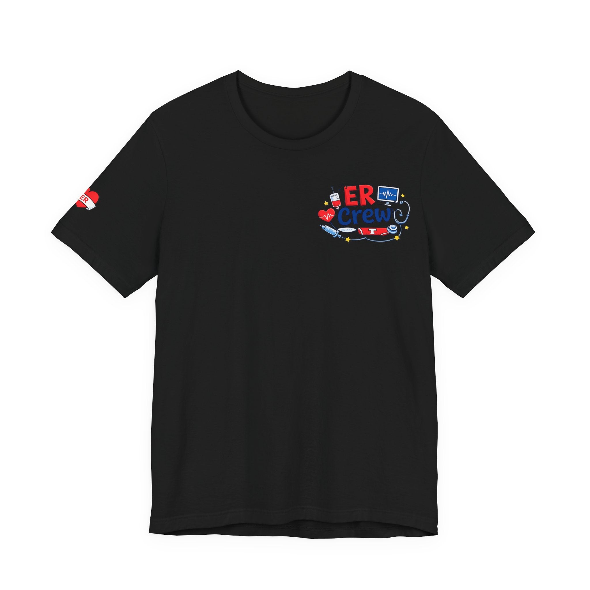 Custom ER crew shirt for nurses emergency staff teamwork apparel personalized names logos professional medical wear