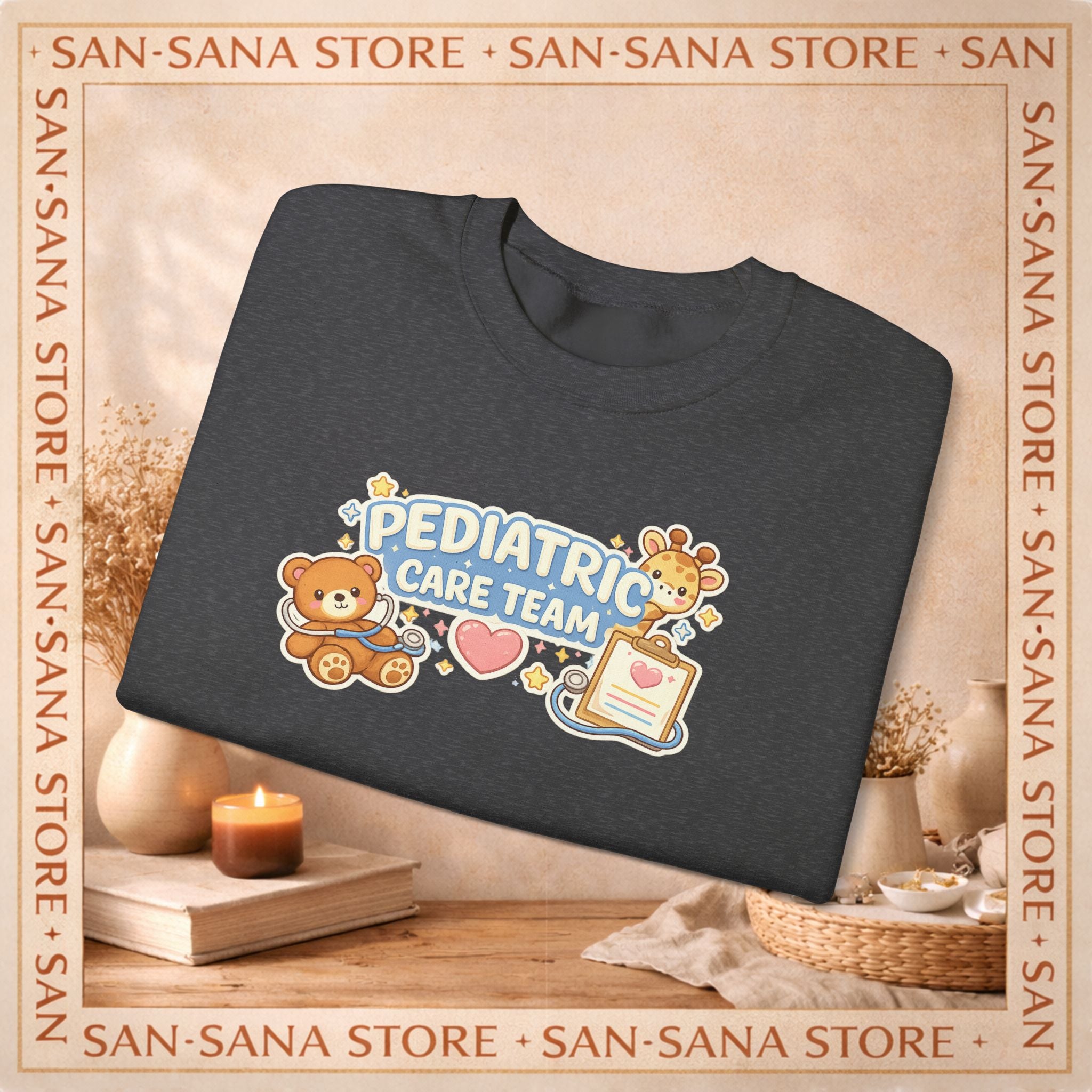 Pediatric care team sweatshirt cute nurse design customizable names medical staff gift hospital kids unit cozy crewneck