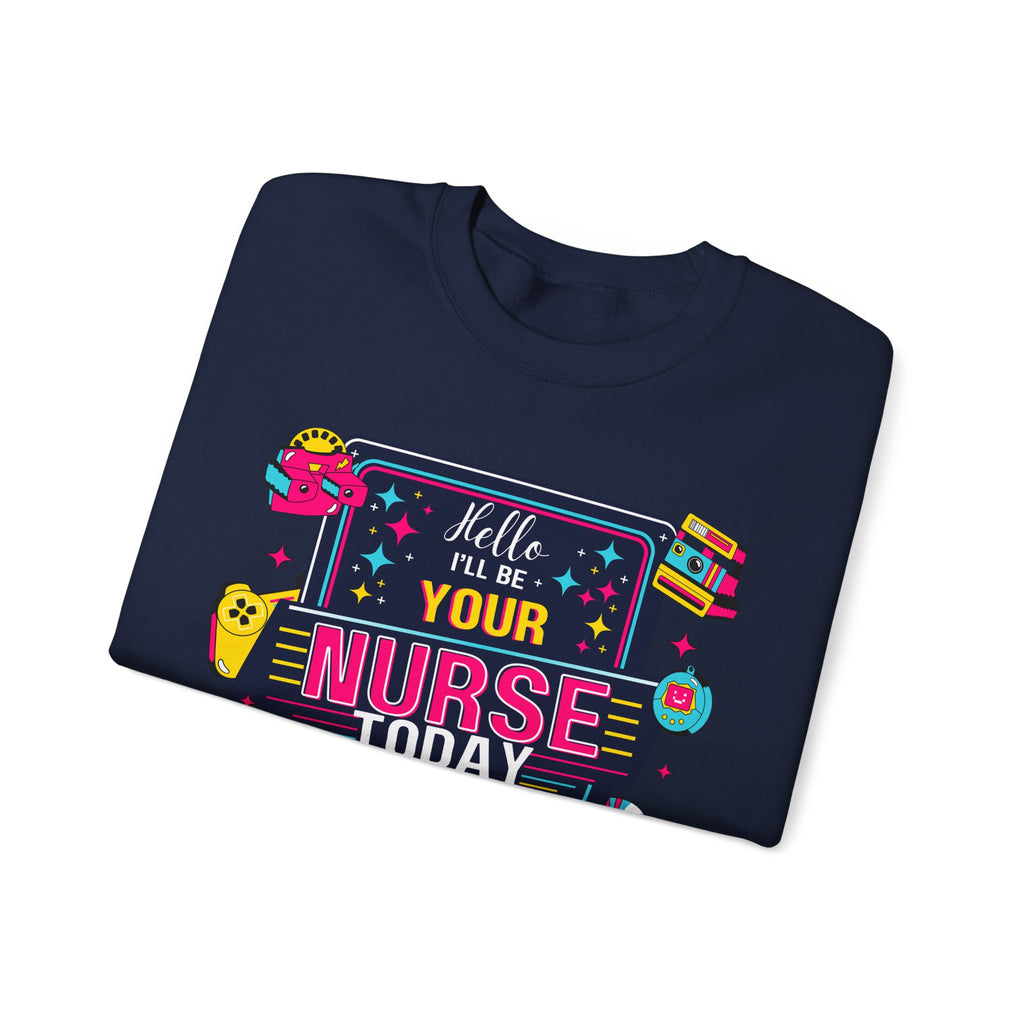 Personalized nurse sweatshirt custom name hello i'll be your, vitals healthcare professional workwear funny nursing funny crew shift RN