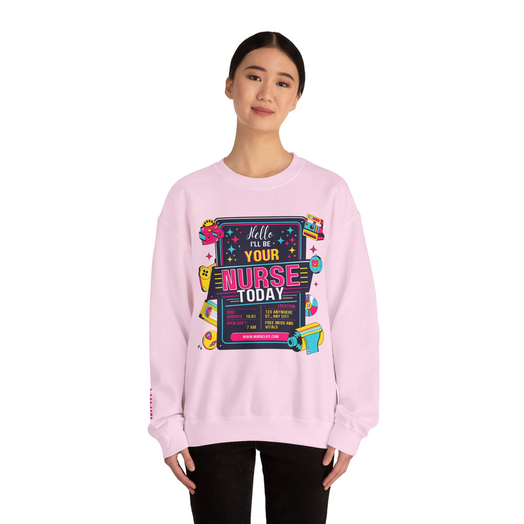 Personalized nurse sweatshirt custom name hello i'll be your, vitals healthcare professional workwear funny nursing funny crew shift RN