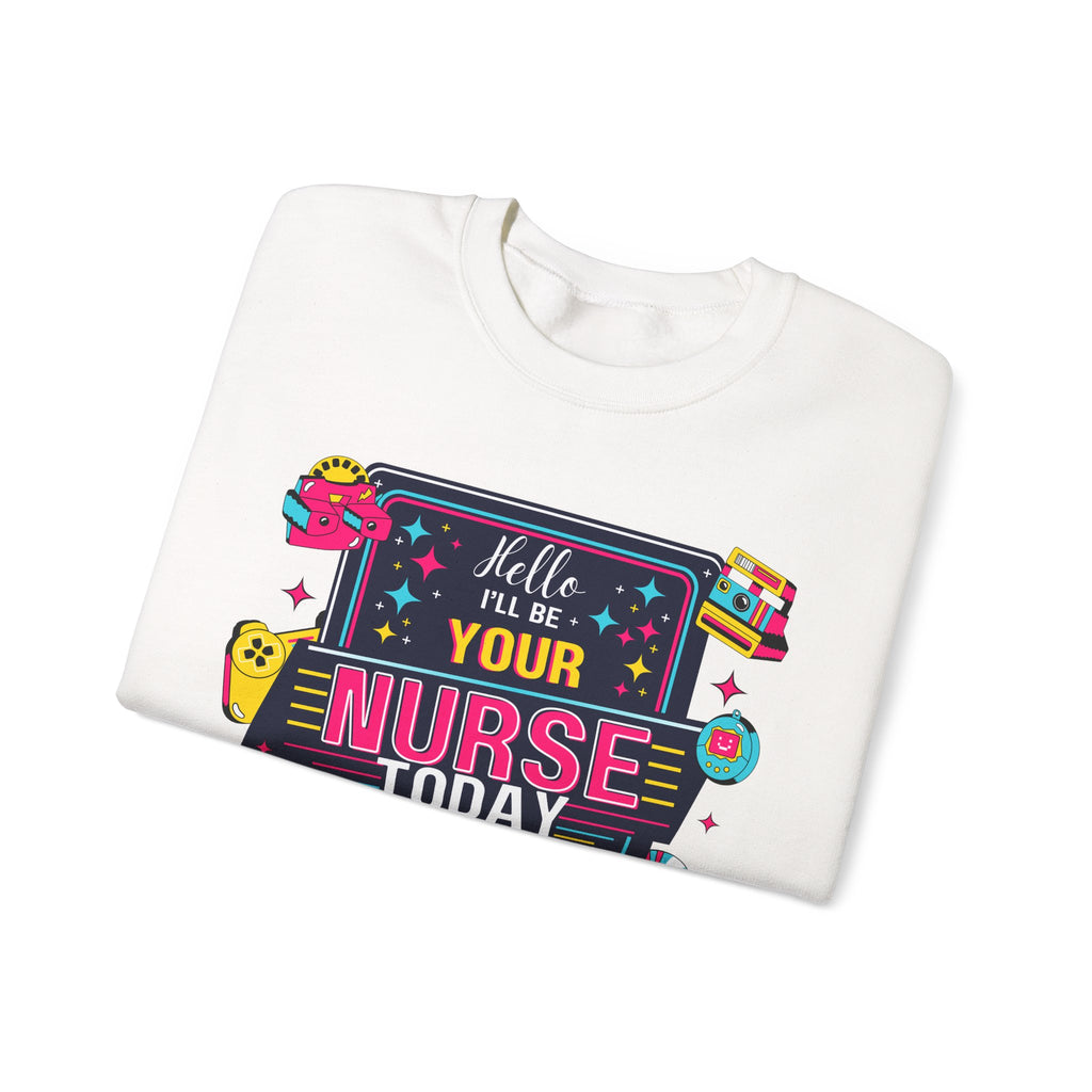 Personalized nurse sweatshirt custom name hello i'll be your, vitals healthcare professional workwear funny nursing funny crew shift RN