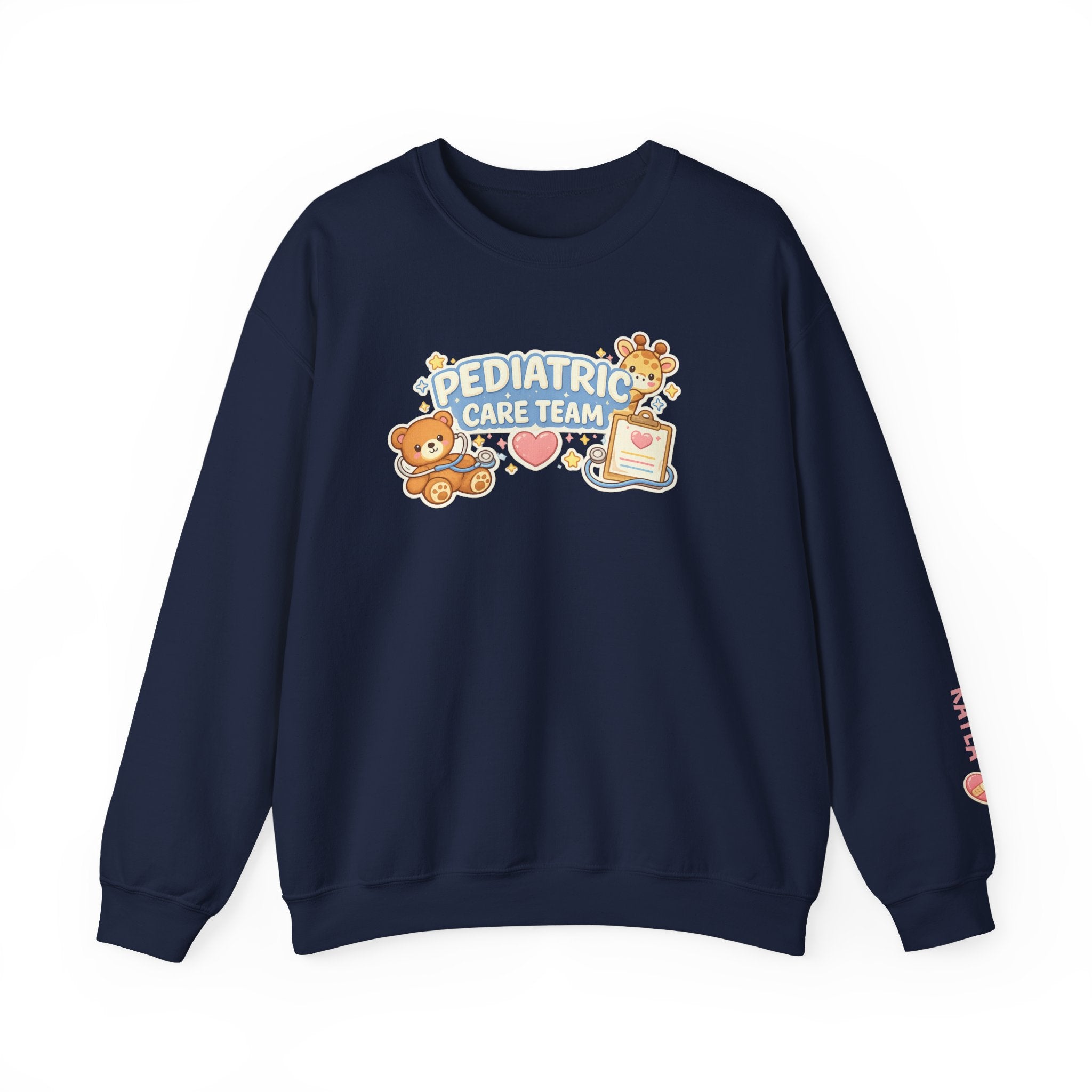 Pediatric care team sweatshirt cute nurse design customizable names medical staff gift hospital kids unit cozy crewneck
