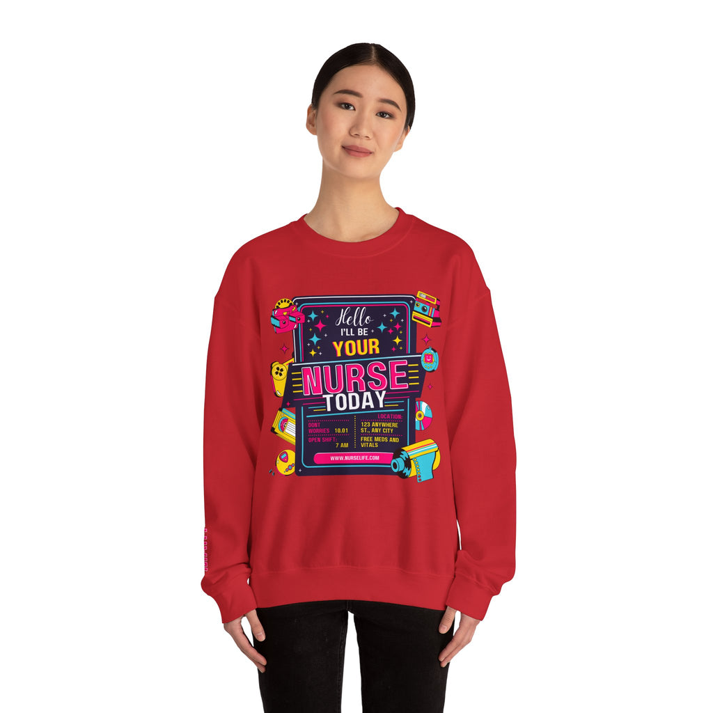 Personalized nurse sweatshirt custom name hello i'll be your, vitals healthcare professional workwear funny nursing funny crew shift RN