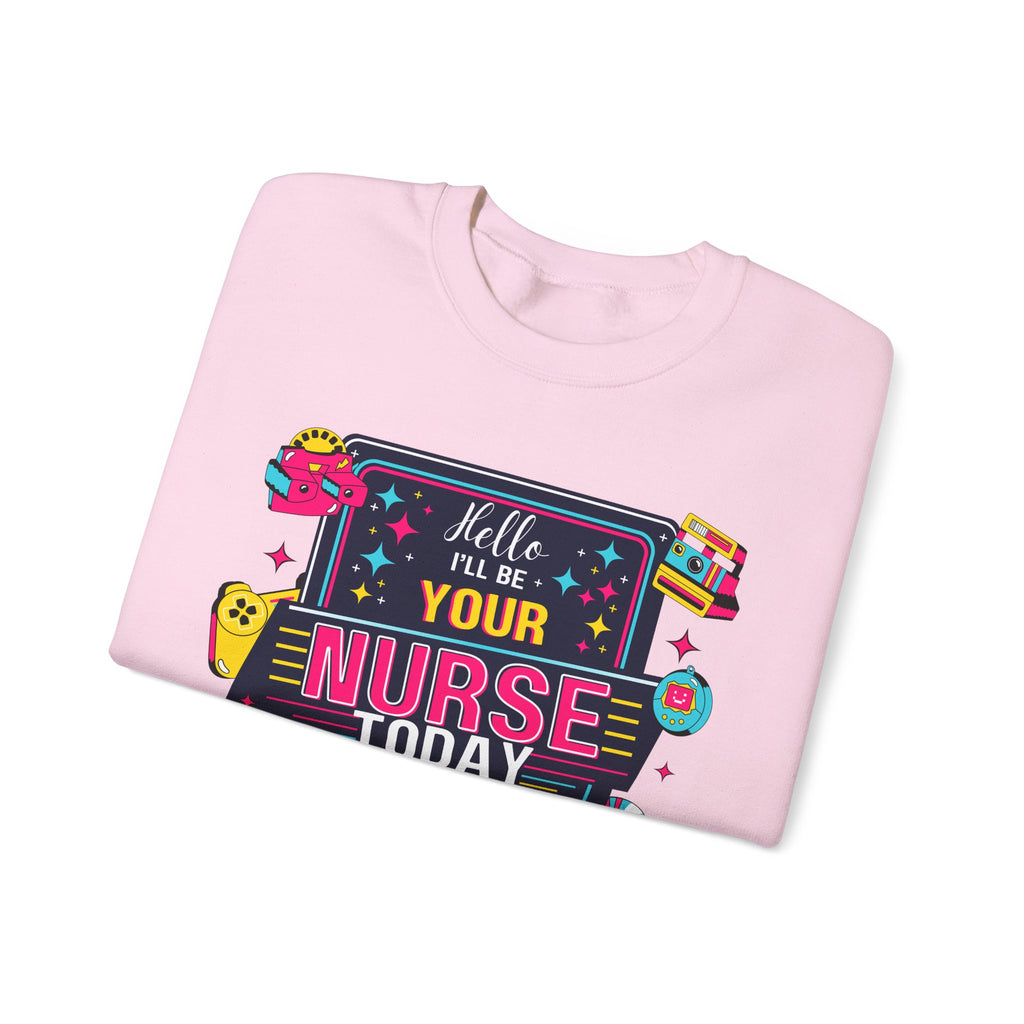 Personalized nurse sweatshirt custom name hello i'll be your, vitals healthcare professional workwear funny nursing funny crew shift RN