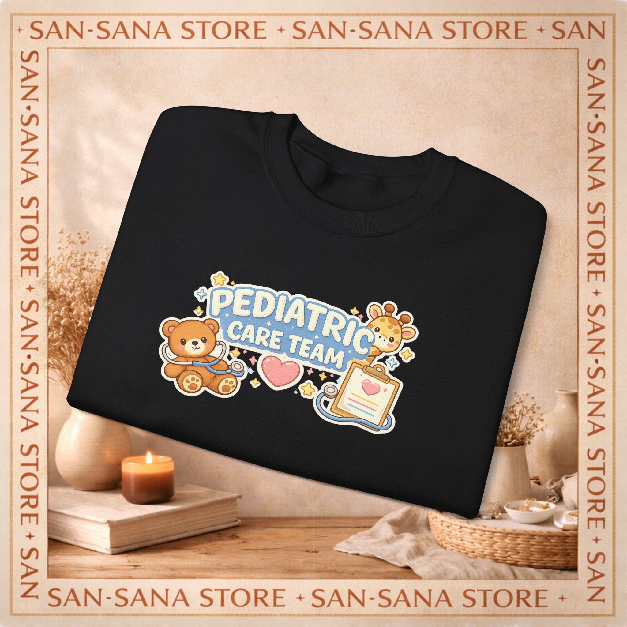 Pediatric care team sweatshirt cute nurse design customizable names medical staff gift hospital kids unit cozy crewneck