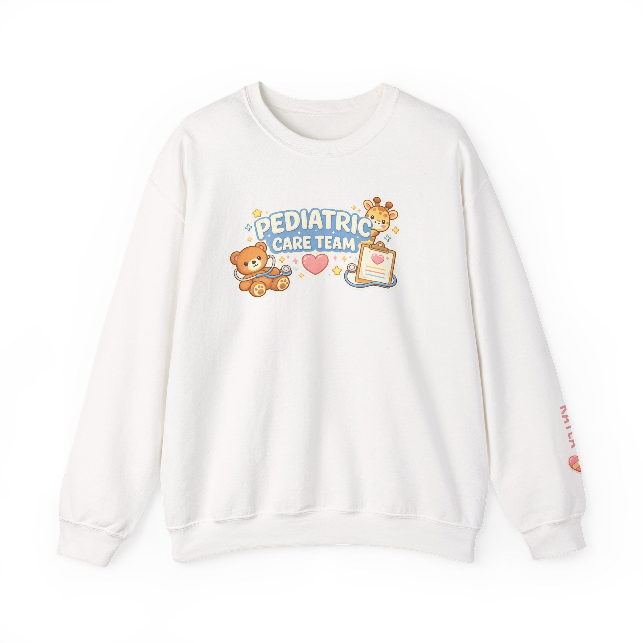 Pediatric care team sweatshirt cute nurse design customizable names medical staff gift hospital kids unit cozy crewneck