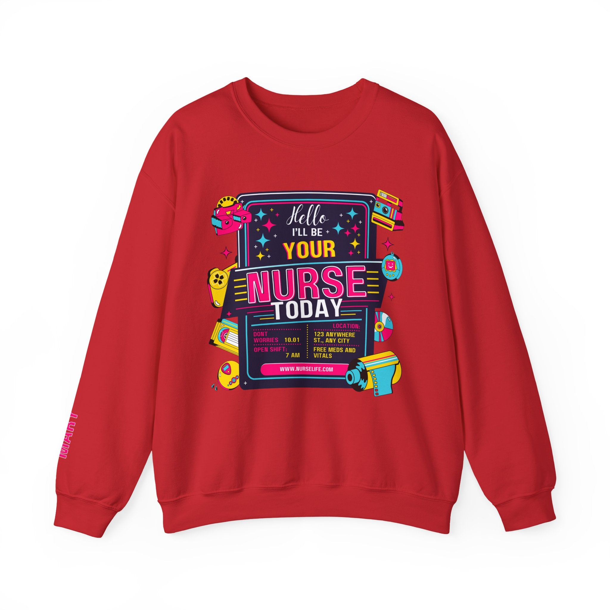 Personalized nurse sweatshirt custom name hello i'll be your, vitals healthcare professional workwear funny nursing funny crew shift RN