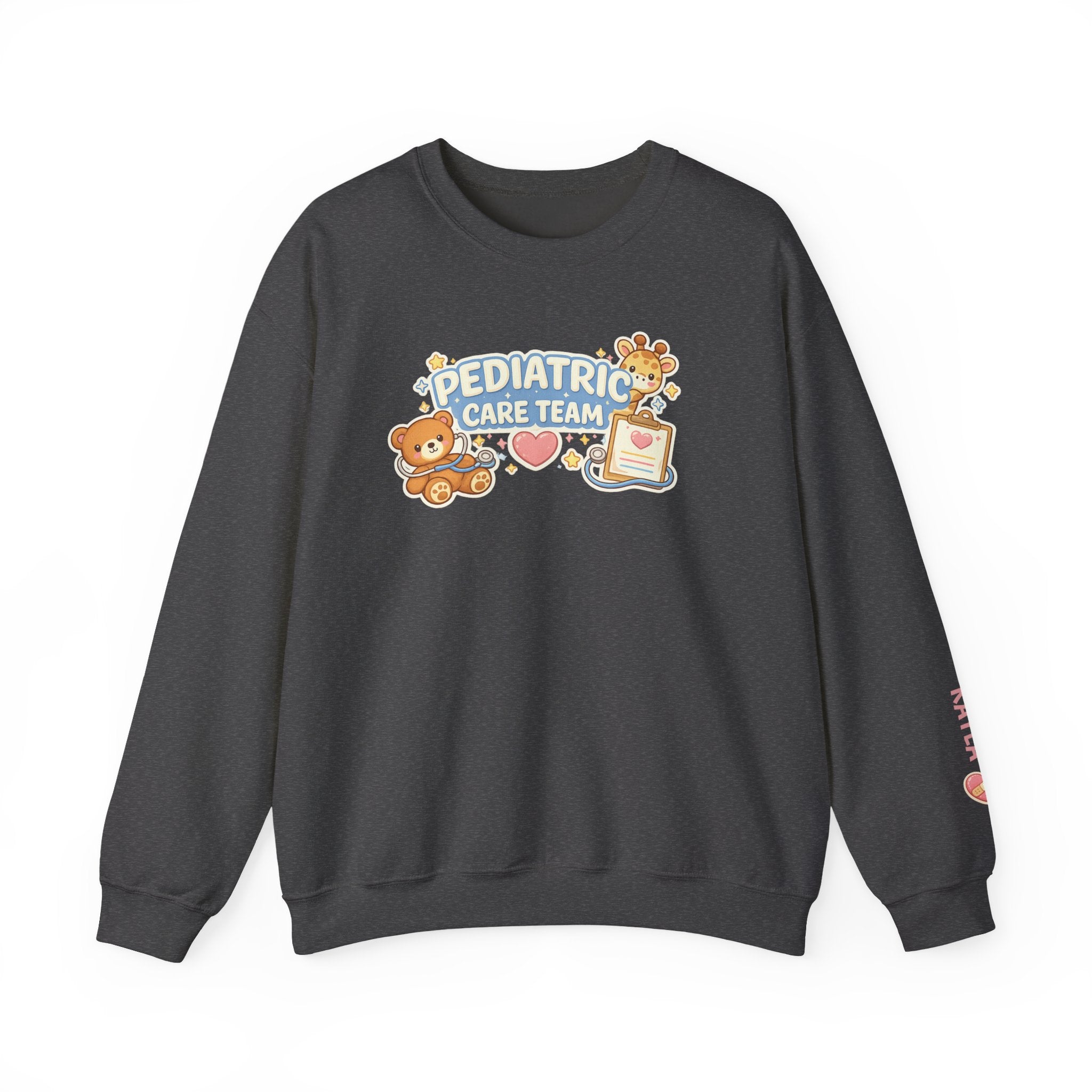 Pediatric care team sweatshirt cute nurse design customizable names medical staff gift hospital kids unit cozy crewneck