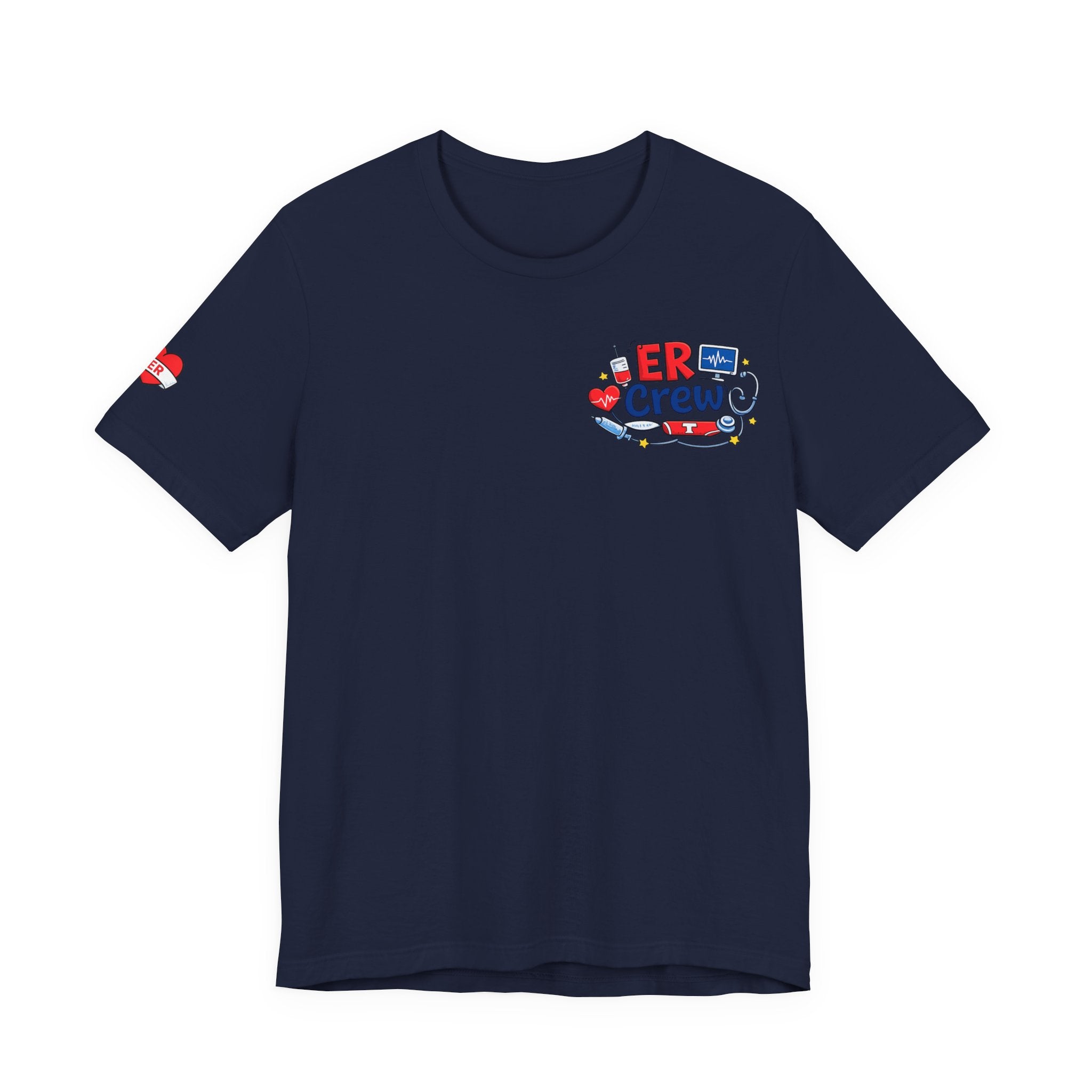 Custom ER crew shirt for nurses emergency staff teamwork apparel personalized names logos professional medical wear