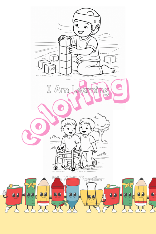 Coloring Book digitable download, Printable, Inclusive Kids Special Needs Coloring Pages, Diversity & Disability Awareness  Art Motivational