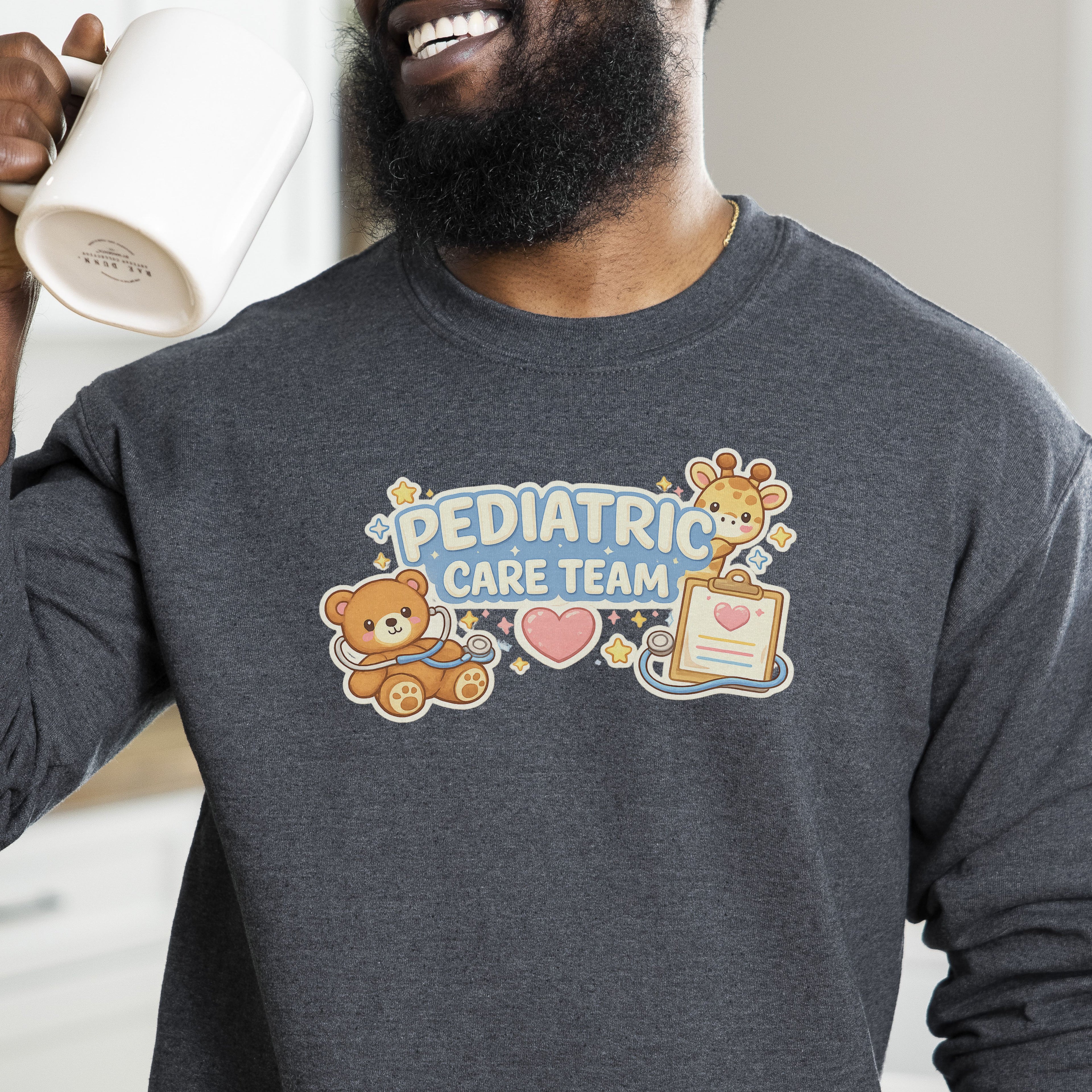 Pediatric care team sweatshirt cute nurse design customizable names medical staff gift hospital kids unit cozy crewneck